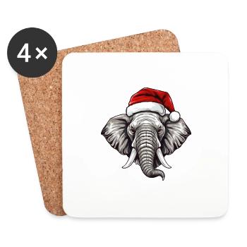 Tête d’éléphant Noël Noël - Dessous de verre (lot de 4) - blanc - Devant