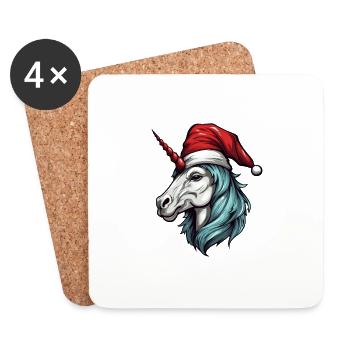 Unicorn Head Christmas Christmas - Coasters (set of 4) - white - Front