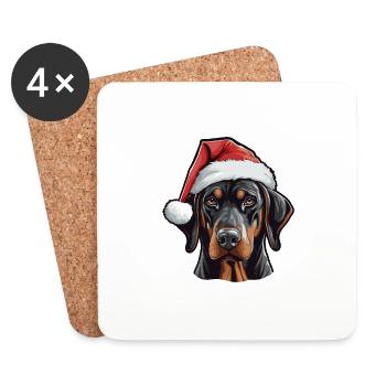 Doberman Dog Head Christmas Xmas - Coasters (set of 4) - white - Front