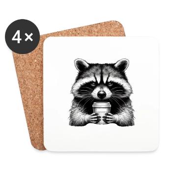 Grumpy Raccoon - Coasters (set of 4) - white - Front