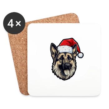 German Shepherd Dog Head Christmas Xmas - Coasters (set of 4) - white - Front