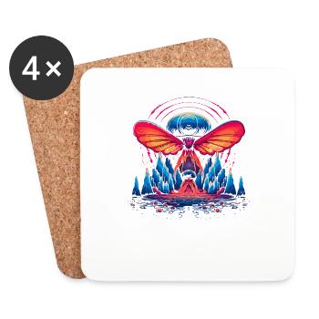 Fantasy Mushroom | Forest | Nature | Goa Festival - Coasters (set of 4) - white - Front