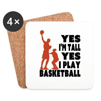 Yes I Am Tall I Play Basketball Funny Tall Player - Coasters (set of 4) - white - Front