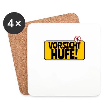 Achtung Pferde: Vorsicht Hufe - Untersetzer (4er-Set) - Weiß - Vorne