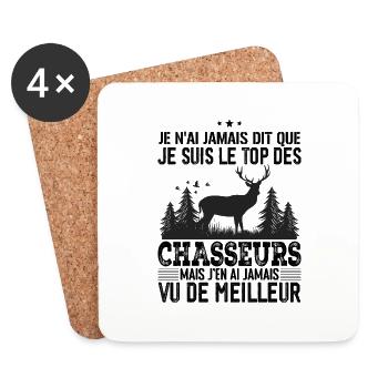 Chasse Pour Homme Cerf Cadeau Chasse Hommes - Dessous de verre (lot de 4) - blanc - Devant