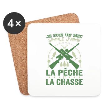 Mec simple Chasse Peche Humour Cadeau Anniversaire - Dessous de verre (lot de 4) - blanc - Devant