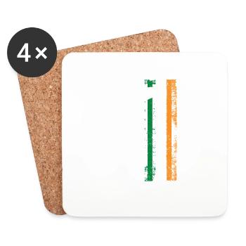 Irlandais Américain Drapeau US pompier hache feu - Dessous de verre (lot de 4) - blanc - Devant