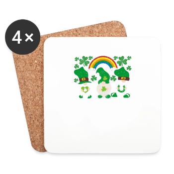 Irish Norse Dwarfs Funny Lucky Leprechauns - Coasters (set of 4) - white - Front