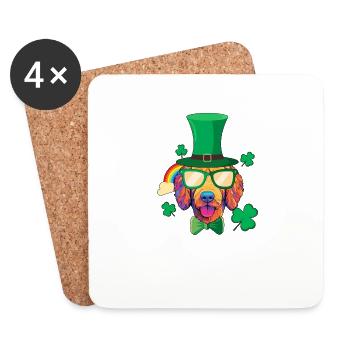 Irish Goldendoodle Doodle Dog Funny St Patricks - Coasters (set of 4) - white - Front