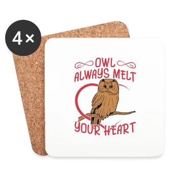 Owl Always Melt Your Heart Night Owls Nocturnal Bi - Untersetzer (4er-Set) - Weiß - Vorne