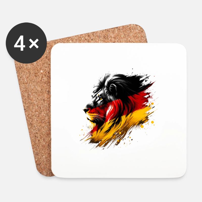 Löwe mit deutscher Flagge Geschenk Löwenliebhaber - Untersetzer (4er-Set) - Weiß