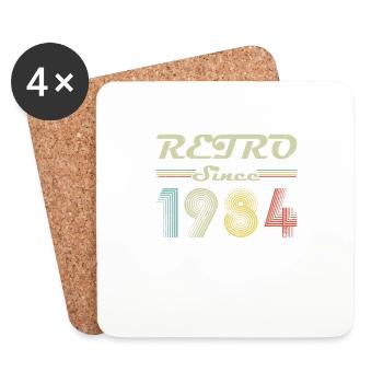 Retro seit 1984 Geburtstagsgeschenk - Untersetzer (4er-Set) - Weiß - Vorne