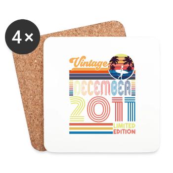 Birthday December 2011. Gift December 2011. - Coasters (set of 4) - white - Front