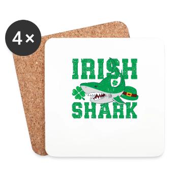 Irish Shark Green Funny St Patrick's Day Animal - Coasters (set of 4) - white - Front