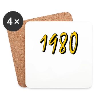 ANNÉE D’ANNIVERSAIRE 1980 - Dessous de verre (lot de 4) - blanc - Devant
