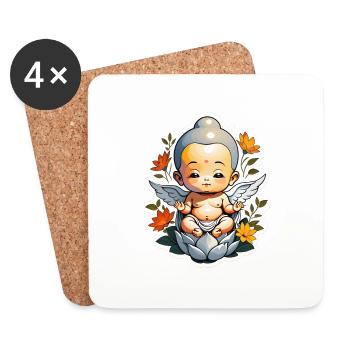 Baby Buddha - meditation yoga relaxation - Coasters (set of 4) - white - Front