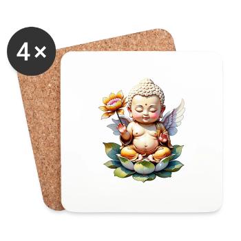 Baby Buddha - meditation yoga relaxation - Coasters (set of 4) - white - Front