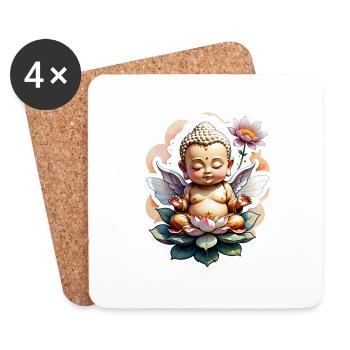 Baby Buddha - meditation yoga relaxation - Coasters (set of 4) - white - Front