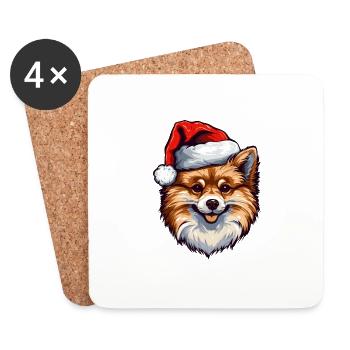 Pomeranian Dog Pomeranian Christmas Christmas - Coasters (set of 4) - white - Front