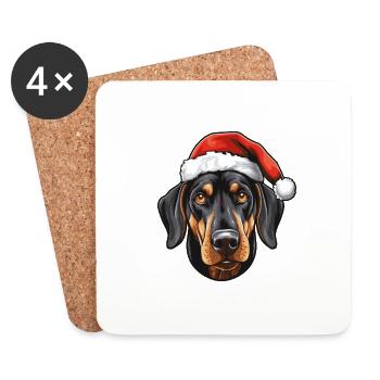 Doberman Hund Kopf Weihnachten Christmas - Untersetzer (4er-Set) - Weiß - Vorne