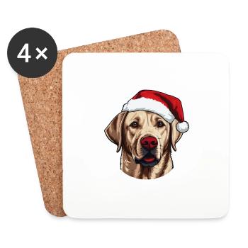 Labrador Hund Kopf Weihnachten Christmas - Untersetzer (4er-Set) - Weiß - Vorne