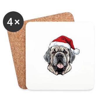 Mastiff Hund Kopf Weihnachten Christmas - Untersetzer (4er-Set) - Weiß - Vorne