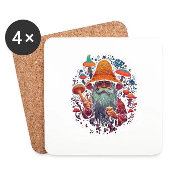 Mushroom Weihnachtsmann| Fantasy Pilze Natur Goa - Untersetzer (4er-Set) - Weiß - Vorne
