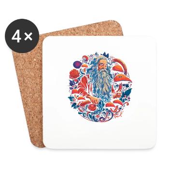 Fantasy Mushroom | Forest | Nature | Goa Festival - Coasters (set of 4) - white - Front