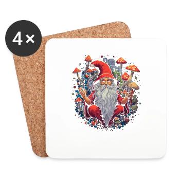 Fantasy Mushroom | Forest | Nature | Goa Festival - Coasters (set of 4) - white - Front
