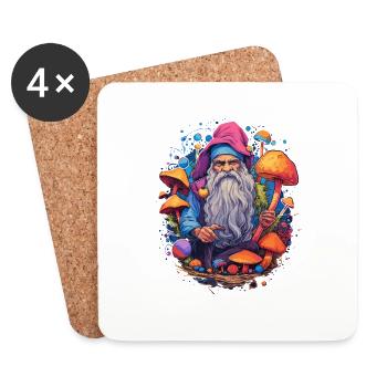 Fantasy Mushroom | Forest | Nature | Goa Festival - Coasters (set of 4) - white - Front
