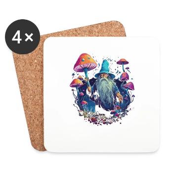 Fantasy Mushroom | Forest | Nature | Goa Festival - Coasters (set of 4) - white - Front