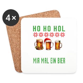 Ho ho hol mir mal ein Bier, Ugly Christmas - Untersetzer (4er-Set) - Weiß - Vorne