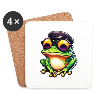 Frosch / Tier / Quack / Kröte / Teich / hüpfen - Untersetzer (4er-Set) - Weiß - Vorne