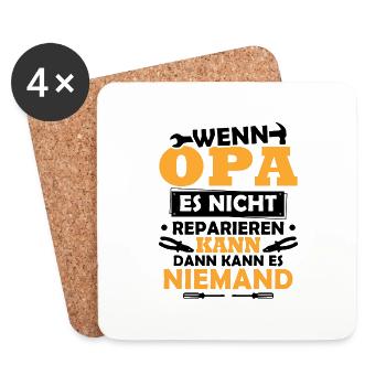 Wenn Opa es nicht reparieren kann, kann es keiner - Untersetzer (4er-Set) - Weiß - Vorne