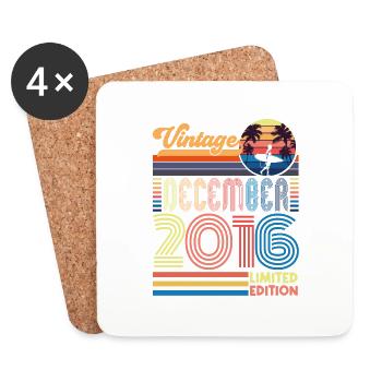 Birthday December 2016. Gift December 2016. - Coasters (set of 4) - white - Front