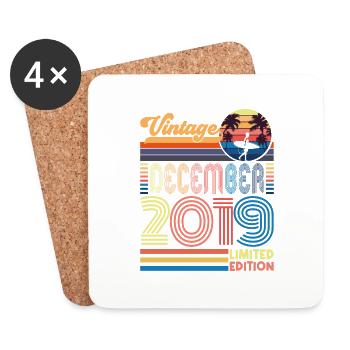 Geburtstag Dezember 2019. Geschenk Dezember 2019. - Untersetzer (4er-Set) - Weiß - Vorne