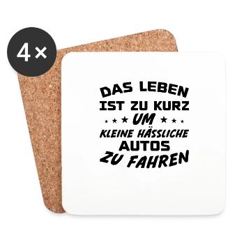 Das Leben ist zu kurz um kleine hässliche Autos - Untersetzer (4er-Set) - Weiß - Vorne
