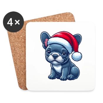 Niedlicher Frenchie Der Weihnachtsmann - Untersetzer (4er-Set) - Weiß - Vorne