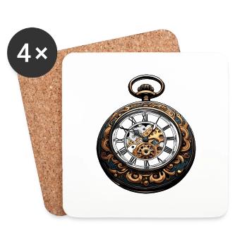 Clock / Movement / Time / Hands / Time / Antique - Coasters (set of 4) - white - Front
