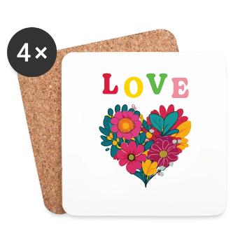 Amour - Love - Coeur - Coasters (set of 4) - white - Front