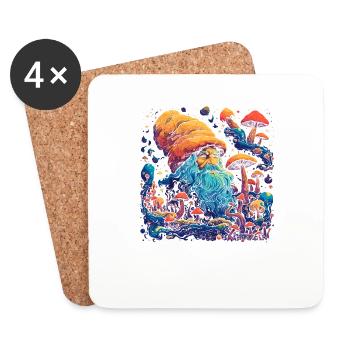 Fantasy Mushroom | Forest | Nature | Goa Festival - Coasters (set of 4) - white - Front