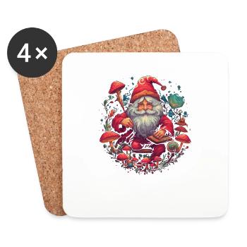 Mushroom Weihnachtsmann| Fantasy Pilze Natur Goa - Untersetzer (4er-Set) - Weiß - Vorne