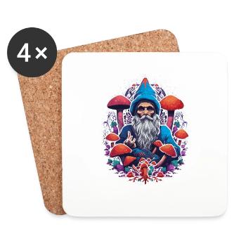 Fantasy Mushroom | Forest | Nature | Goa Festival - Coasters (set of 4) - white - Front