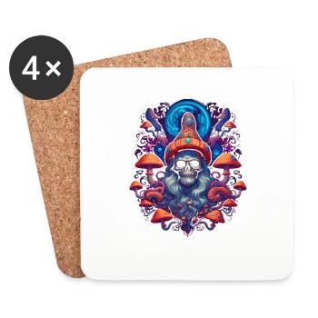 Fantasy Mushroom | Forest | Nature | Goa Festival - Coasters (set of 4) - white - Front
