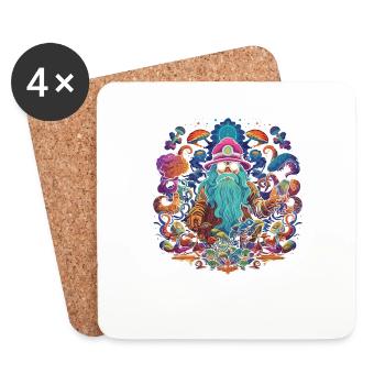 Fantasy Mushroom | Forest | Nature | Goa Festival - Coasters (set of 4) - white - Front