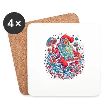 Mushroom Weihnachtsmann| Fantasy Pilze Natur Goa - Untersetzer (4er-Set) - Weiß - Vorne