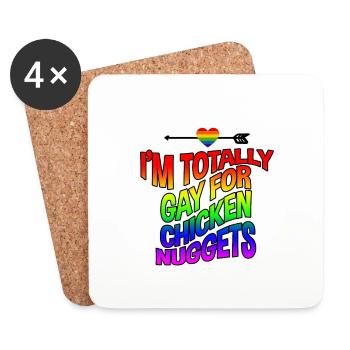 Je Suis Totalement Gay Pour Des Croquettes De Poulet 4 - Dessous de verre (lot de 4) - blanc - Devant