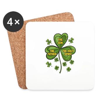 Catholique, Religieux, Irlandais, Trèfle, Chrétien - Dessous de verre (lot de 4) - blanc - Devant
