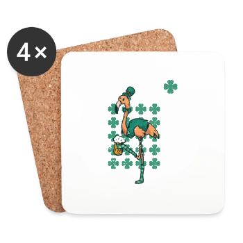 Irish Flamingo Green Bird St Patrick's Day - Coasters (set of 4) - white - Front