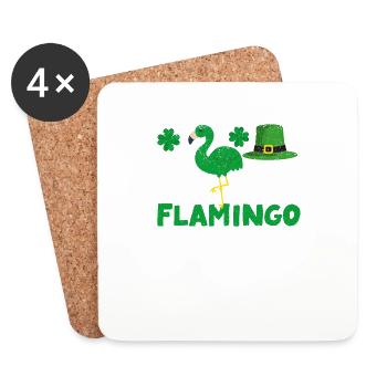 Irish Flamingo Green Bird St Patrick's Day - Coasters (set of 4) - white - Front